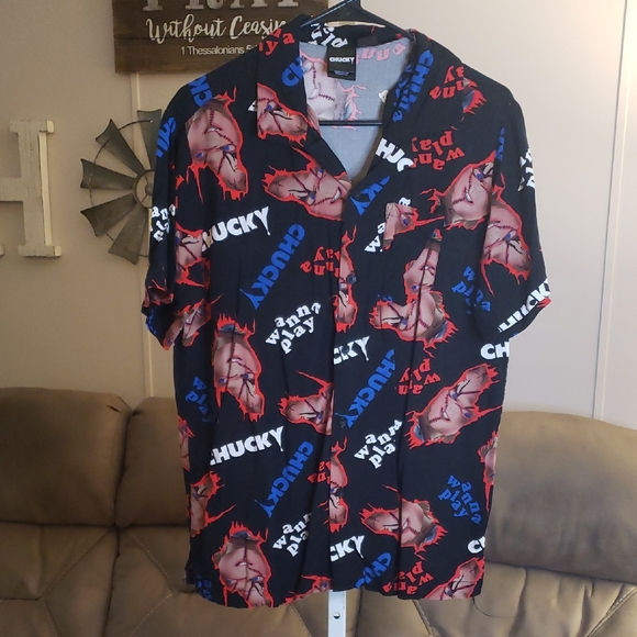 Graphic  Chucky Men's Shirt - Black and Red M - Picture 1 of 9